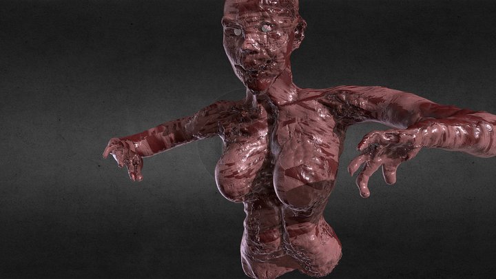 "Bloody Zombie Female Torso – Horror 3D Model" 3D Model