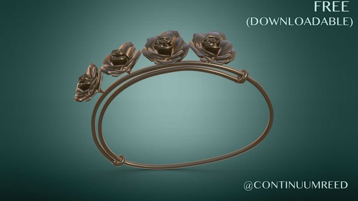 Bracelet 1 (Rose) - Character Jewelry (Free) 3D Model