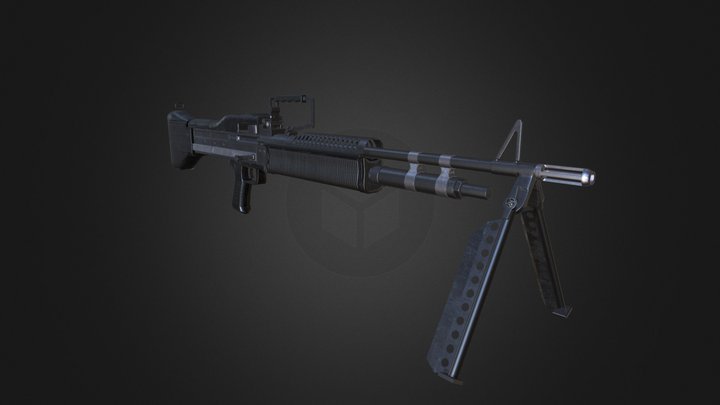 M60 - Machine gun - low poly 3D Model