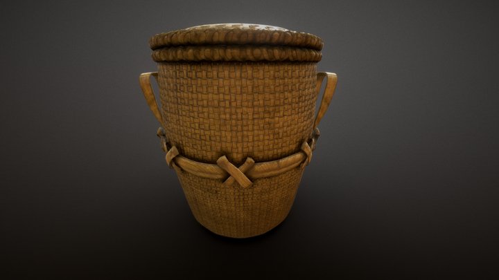 Old Woven Bamboo Basket 1 | Game Ready | 3D Model