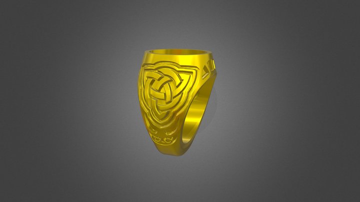 Printable 3D Men Ring With Gem 3D Model