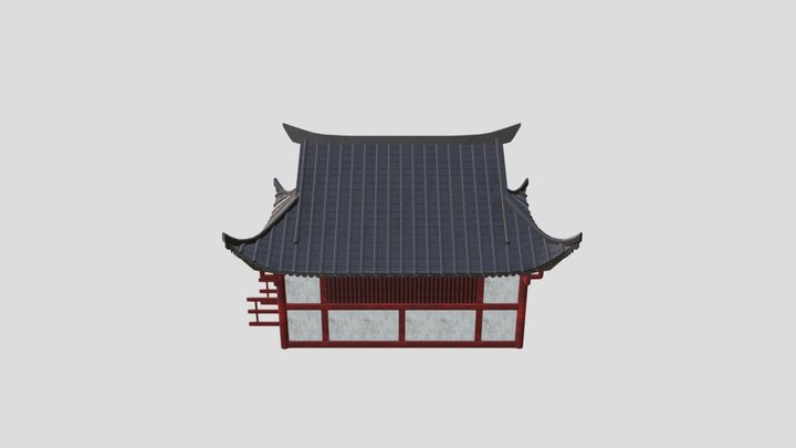 Traditional Japanese House (Red) 3D Model