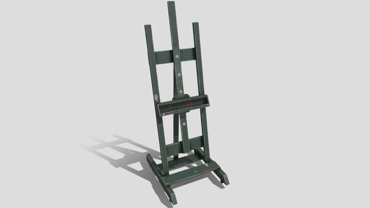 Easel for Painting - used w/ paint and wear 3D Model
