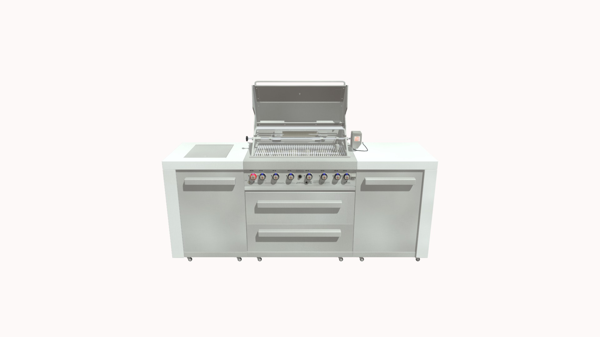3D model White Outdoor Kitchen - This is a 3D model of the White Outdoor Kitchen. The 3D model is about a grey printer with a white background.