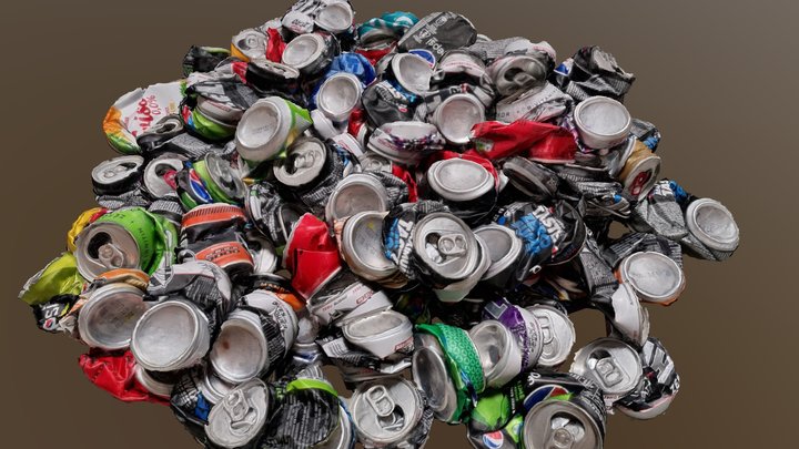 Deformed soft drink cans for recycling 3D Model