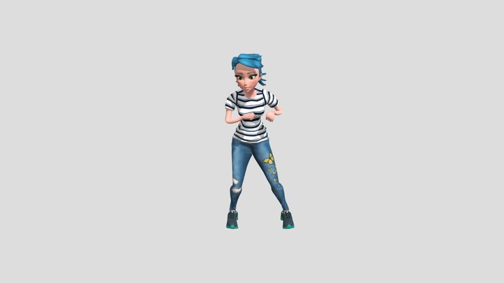 Cartoon Young Female 2 Silly Dancing 3D Model