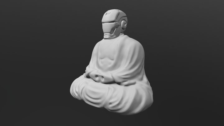 Buddha with Ironman head 3D Model