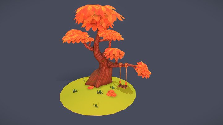 Stylized  Tree with swing 3D Model