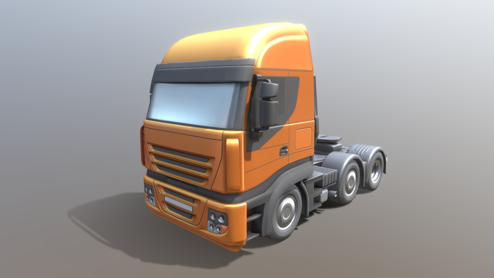 3D model Truck  3-AXIS 6×4 (Low-Poly Version) - This is a 3D model of the Truck  3-AXIS 6x4 (Low-Poly Version). The 3D model is about a yellow truck with a black top.