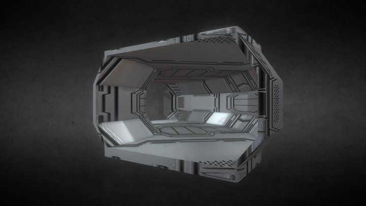 Modular Hallway L 90° Big Type 02 – Free 3D Model STL