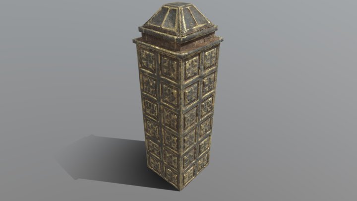 Stone ornamental obelisk 2 3D Model