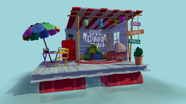 Panda Raft 3D Model