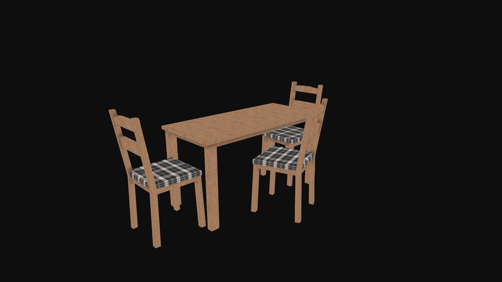 Low-Poly PSX Style Dining Table & Chairs Set