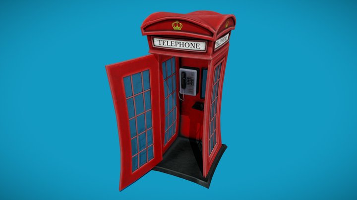 Stylized London UK Telephone Box 3D Model