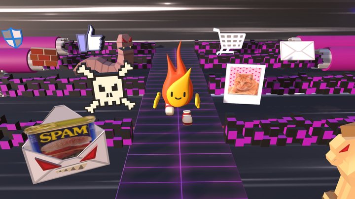 Data Defenders game scene GGJ18 3D Model