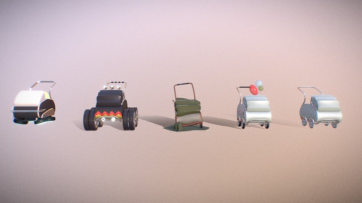 5 Drafts Pram 3D Model