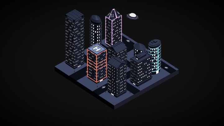 City at night 3D Model