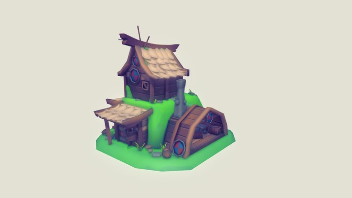 Stylized viking weaponsmith house 3D Model