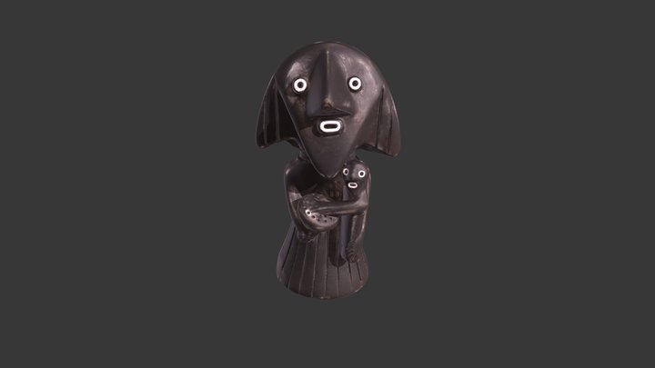 Wooden Mother and Child 3D Model