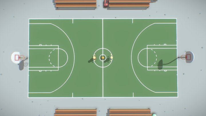 Low Poly Basketball Court 3D Model