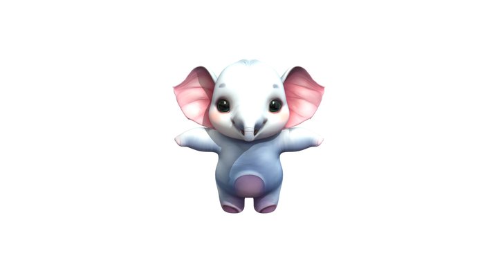 Baby elephant cartoon character 3D Model