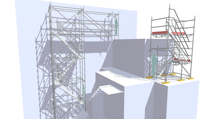 escalier chantier barrage Grangent 3D Model