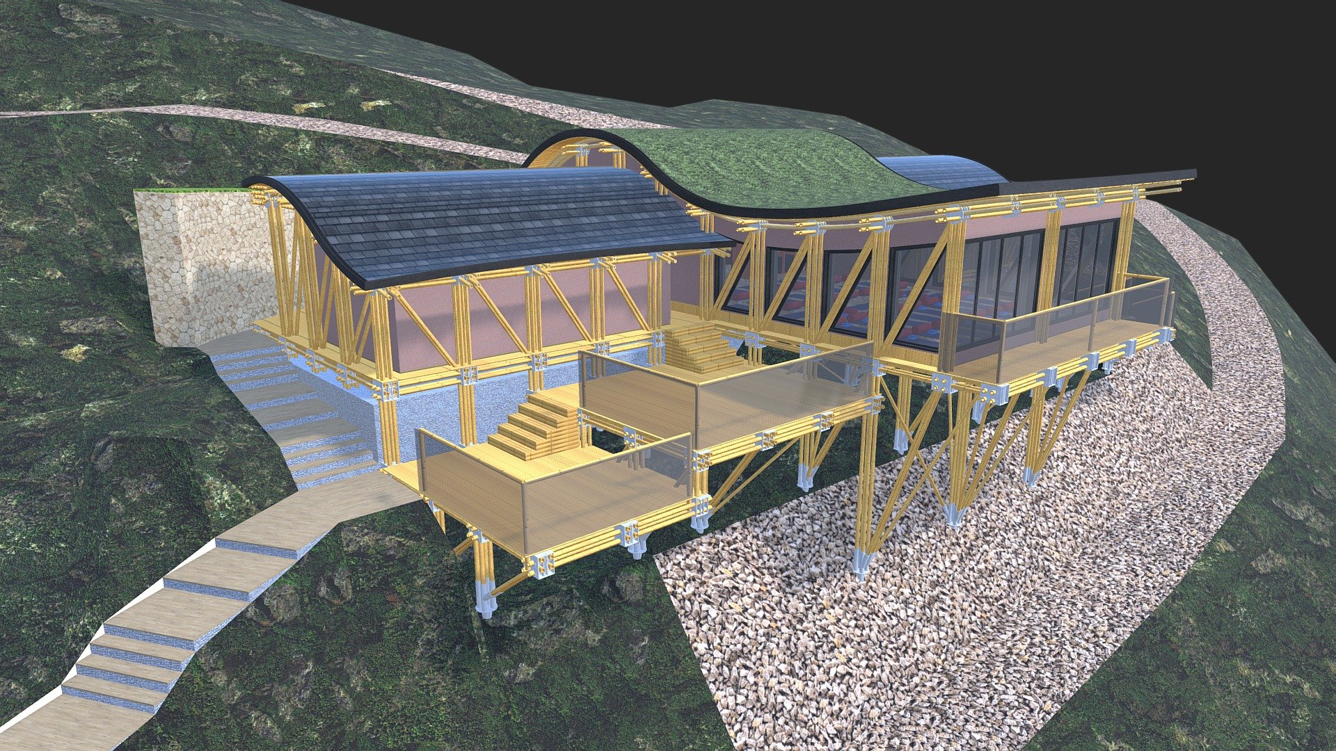 Eco-Friendly Yoga House #105 — Sketchfab embed 3D viewer