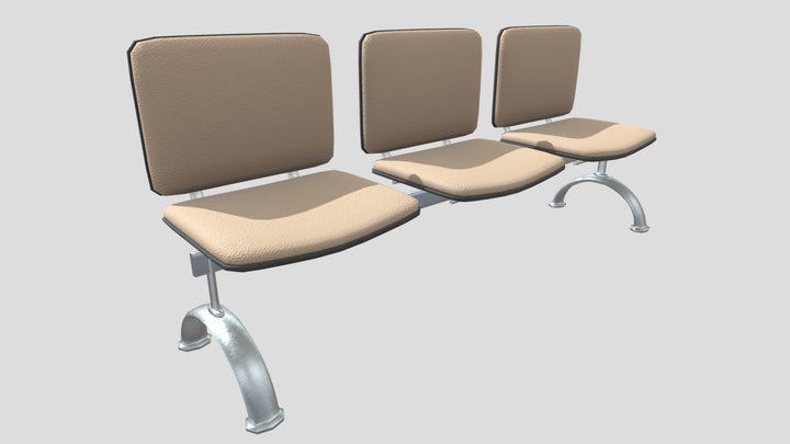 Bench with three seats 3D Model