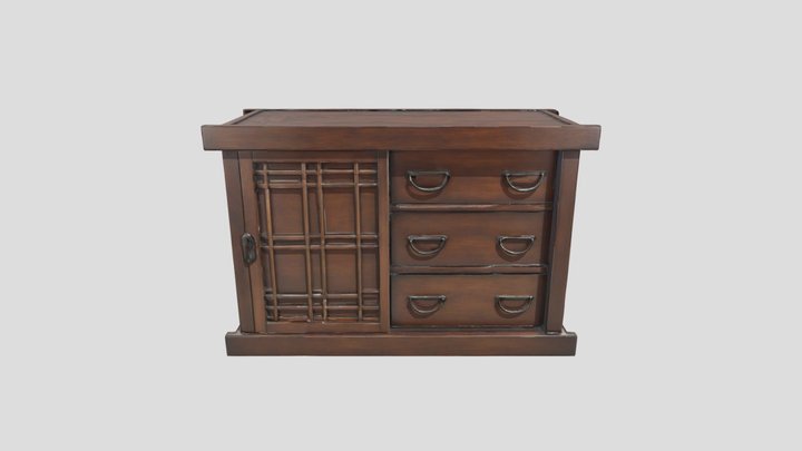Wooden Cabinet Tansu Credenza 3D Model