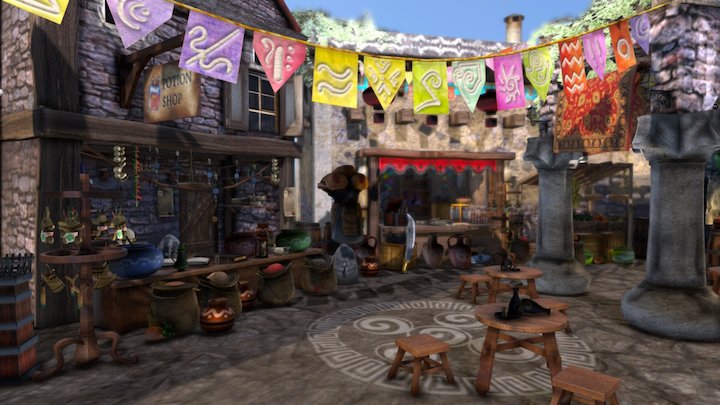 Town Market 3D Model