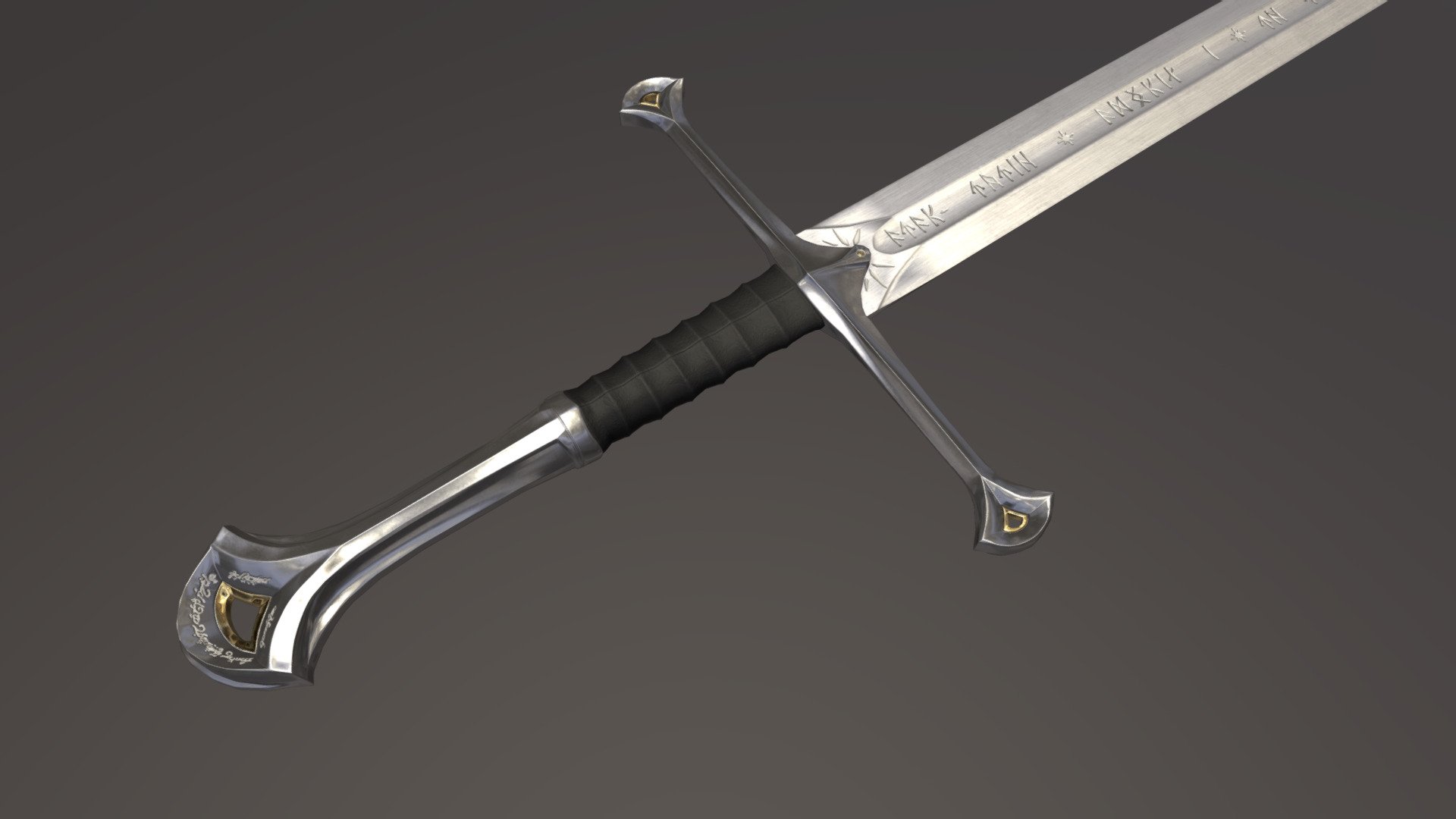 Anduril Long Sword LOTR - PBR Low Poly Model - Download Free 3D model ...