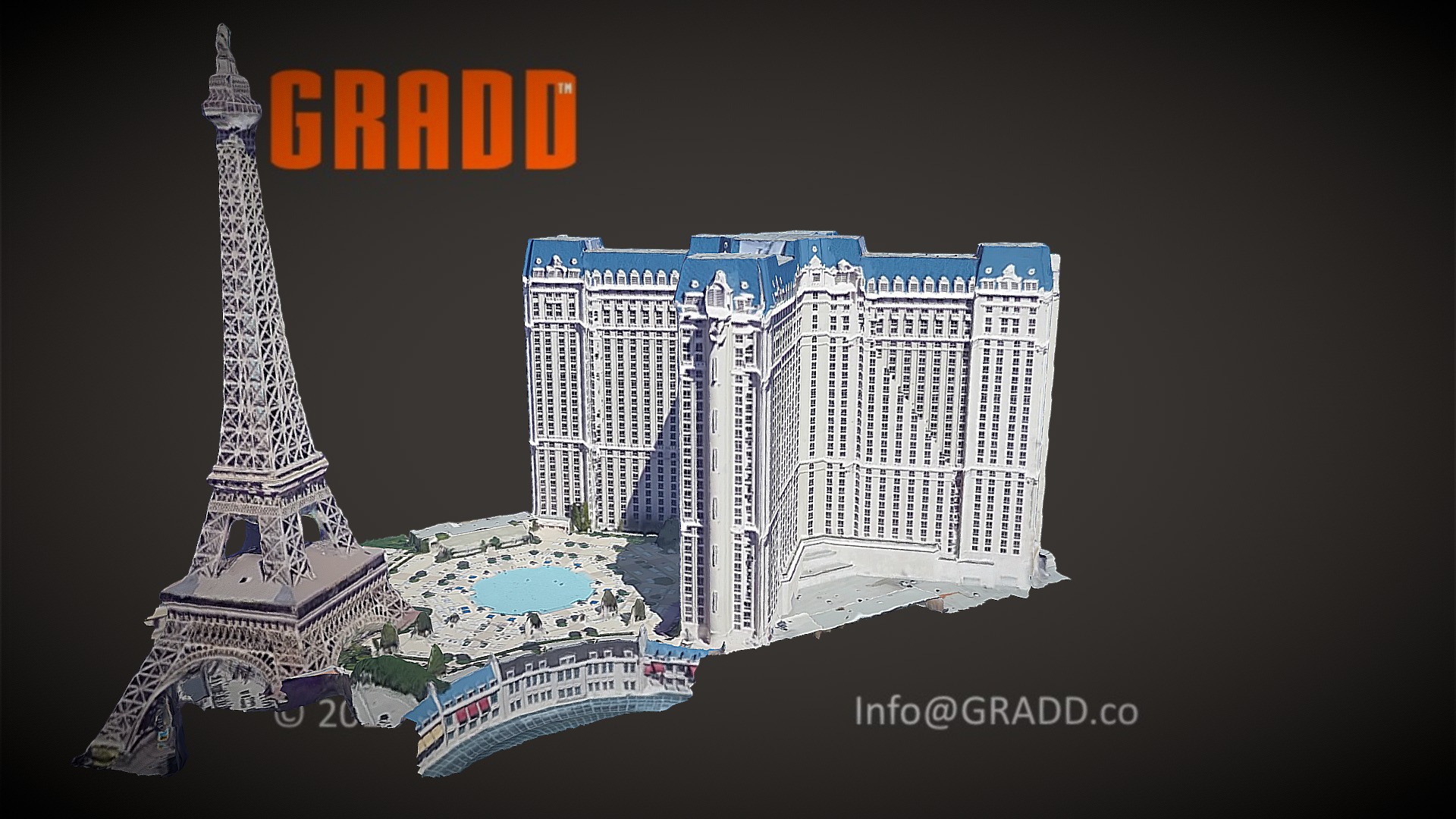 3D model GRADD 3D Model – Paris Las Vegas Hotel & Casino - This is a 3D model of the GRADD 3D Model - Paris Las Vegas Hotel & Casino. The 3D model is about diagram.
