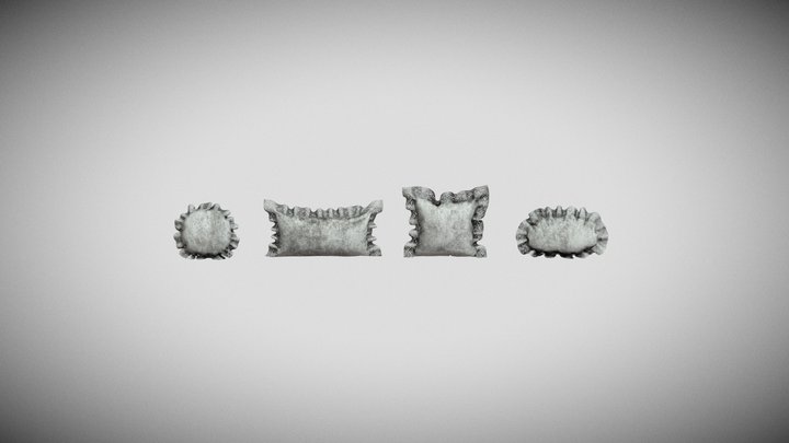 Vintage Pillows with Lace 3D Model
