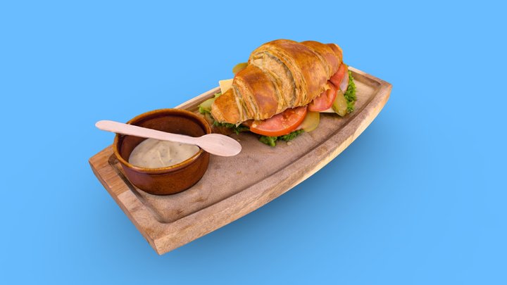 Croissant WŁOSKI with tomato, cucumber, ham 3D Model