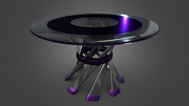 Modern Purple Glass Table 3D Model