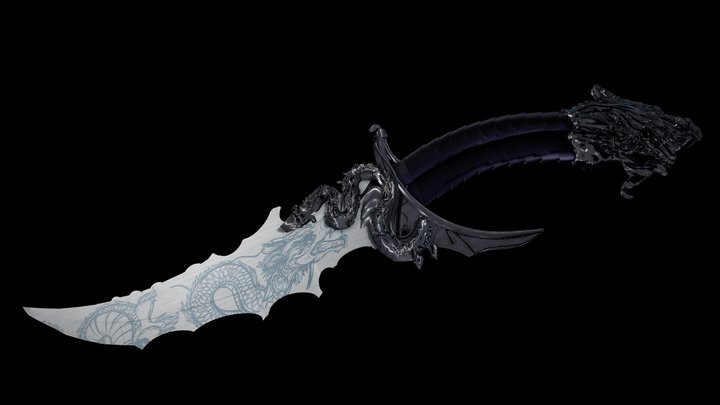 FREE Dragon Yakuza Knife 3D Model