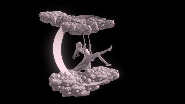 Girl in the cloud 3D Model