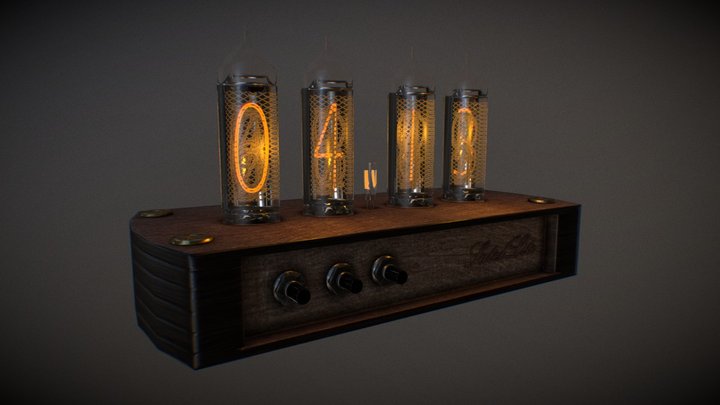Low Poly Nixie Tube Clock 3D Model