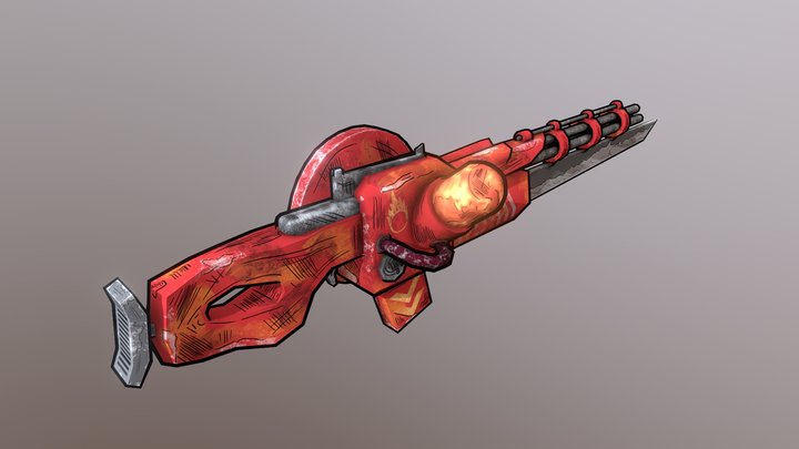 Stylized Fire Rifle 3D Model