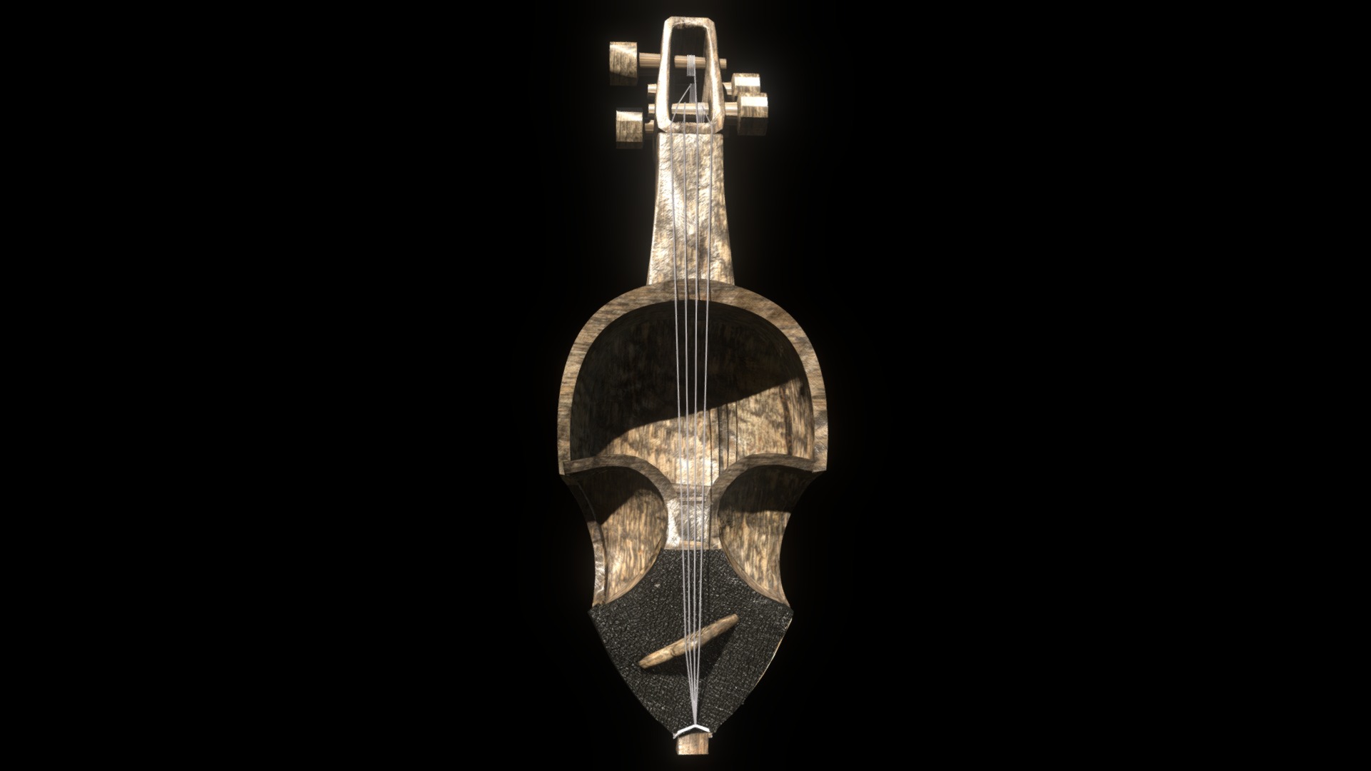 3D model Nepali Sarangi ( Folk Instrument ) - This is a 3D model of the Nepali Sarangi ( Folk Instrument ). The 3D model is about a guitar with strings.