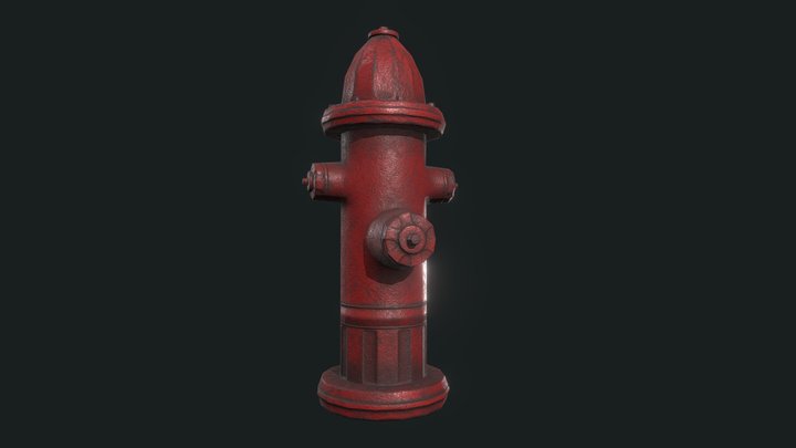 Fire hydrant damaged a little 3D Model