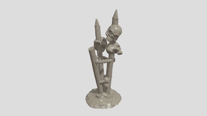 Skulls On Pikes 3D Model