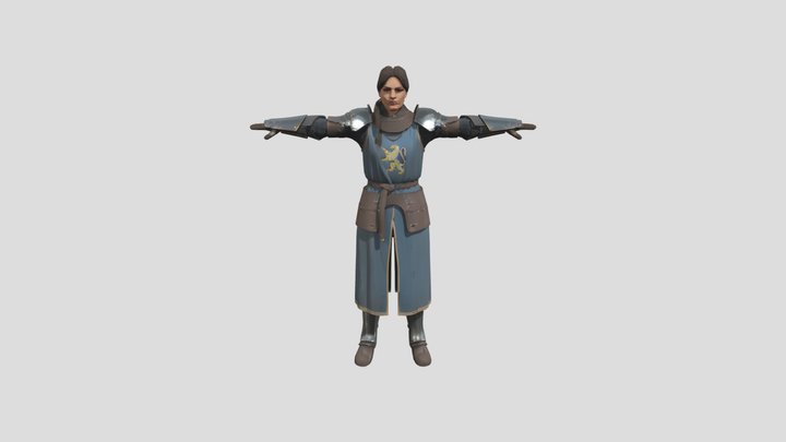 Medieval Armored Female Warrior 3D Model