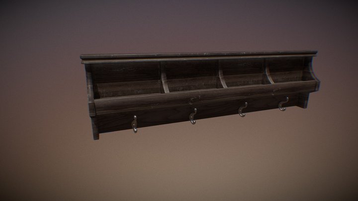 Old coat rack 3D Model