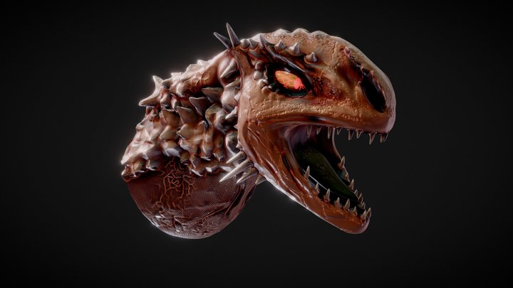 Adoslecent Dragon Headbust 3D Model