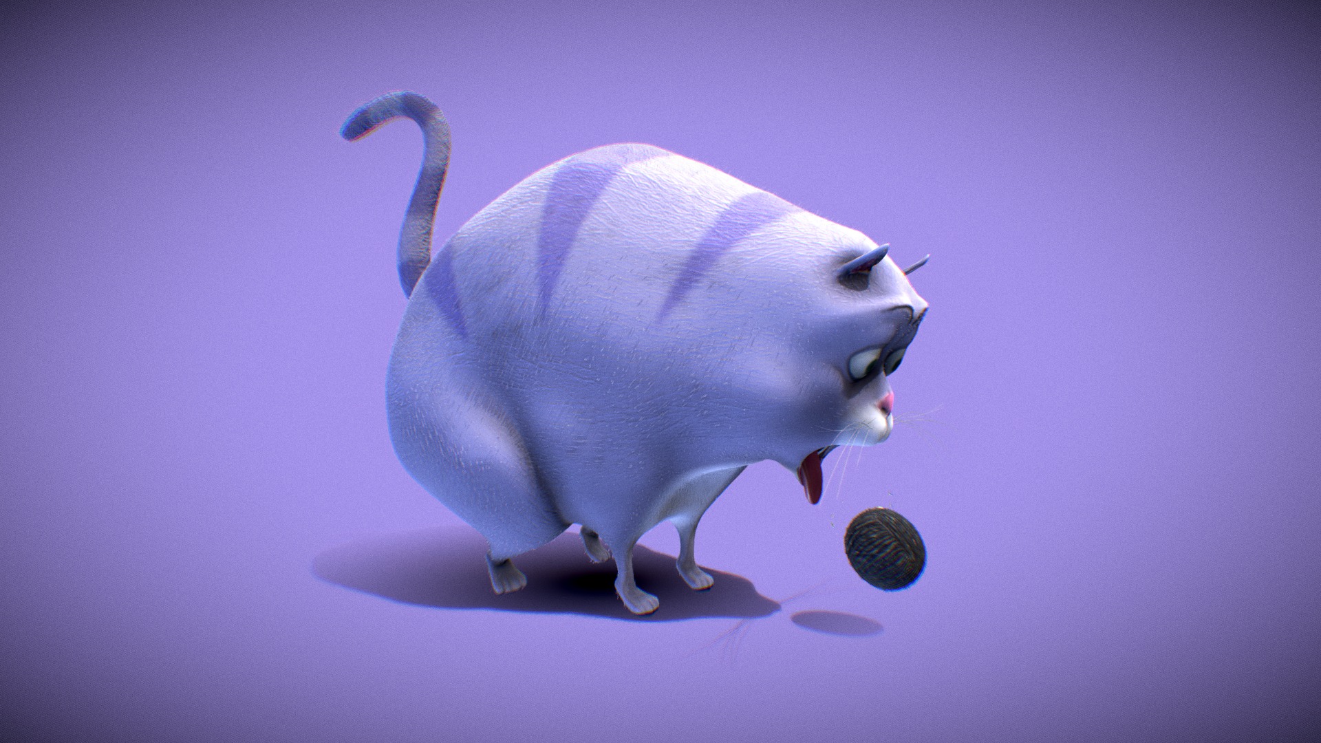 3D model Gato cartoon - This is a 3D model of the Gato cartoon. The 3D model is about a cat with a ball.
