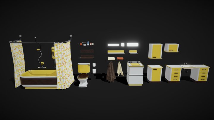 Props of The 70's / Bathroom [Remastered] 3D Model