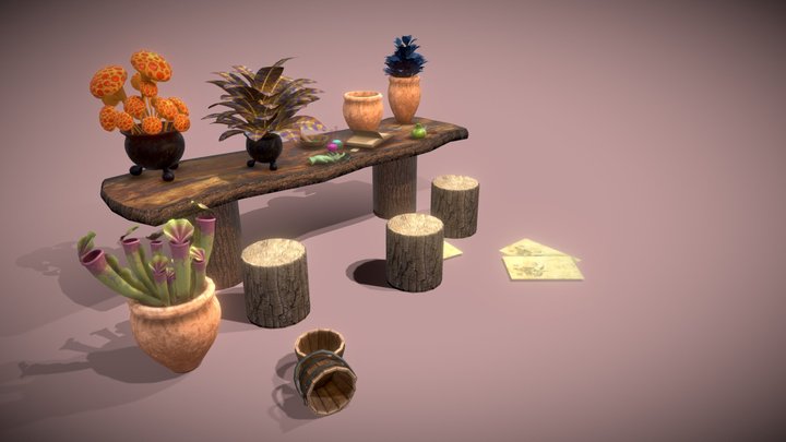 Botanical table of wizard school 3D Model