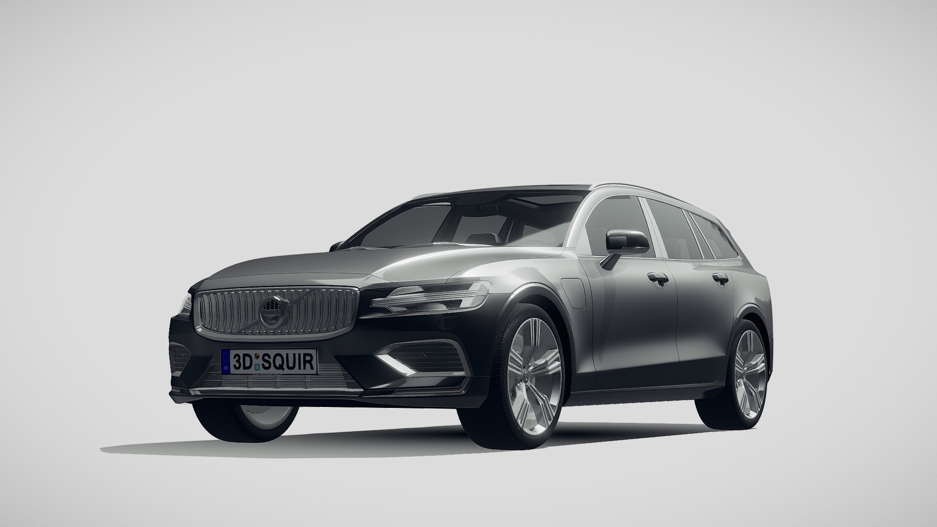 3D model Volvo V60 2019 - This is a 3D model of the Volvo V60 2019. The 3D model is about a black car with a white background.