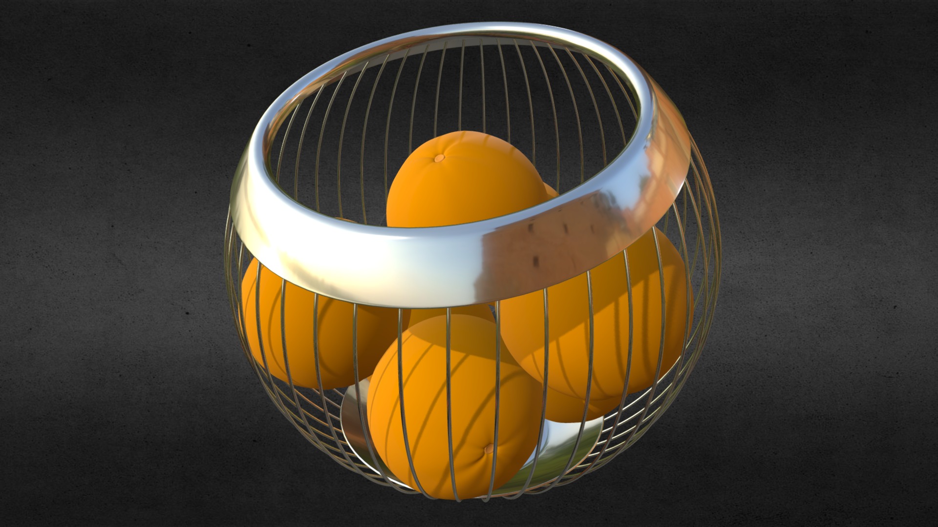 3D model Fruit Basket - This is a 3D model of the Fruit Basket. The 3D model is about a yellow and white ball.